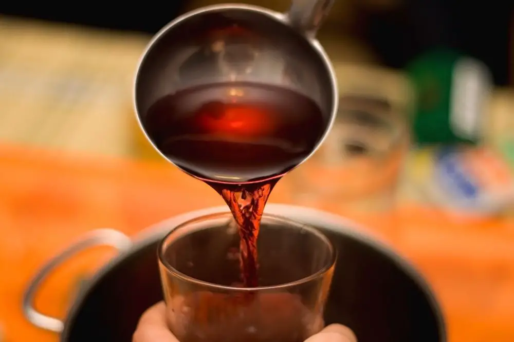 Mulled Red Wine being poured