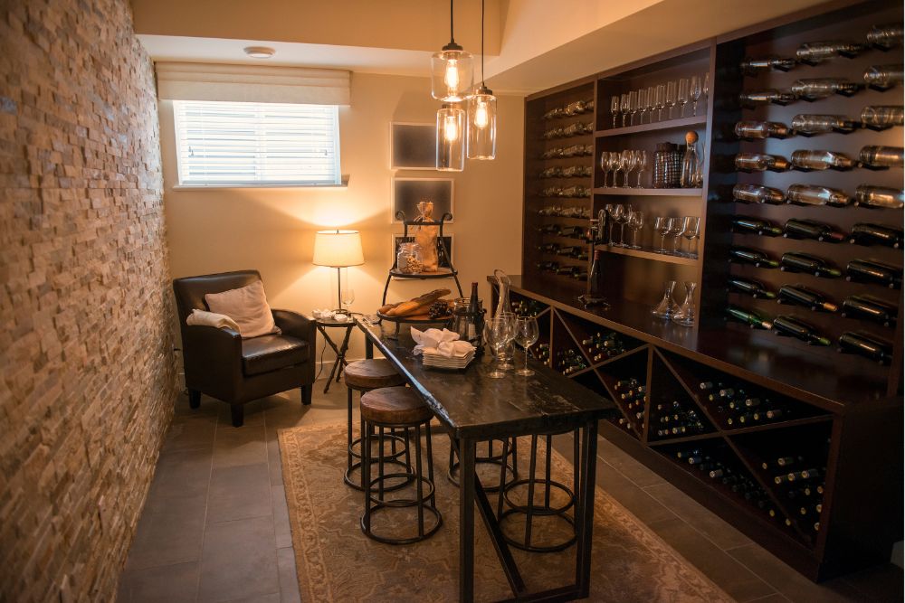 Dark wine cellar and bar
