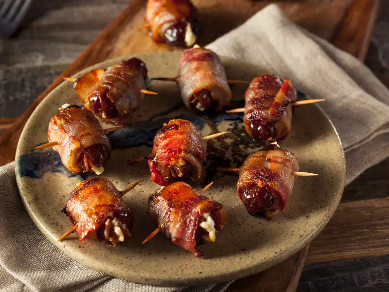Wine with snacks - Bacon-Wrapped Dates You Need This Snack in Your Life
